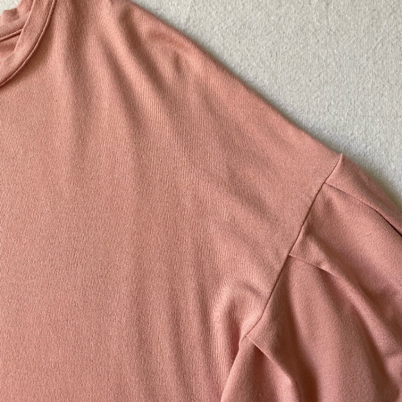 Pink Dusty Rose Soft Jersey Stretch Ruffled drop sleeve midi dress. Sz M - Picture 8 of 12